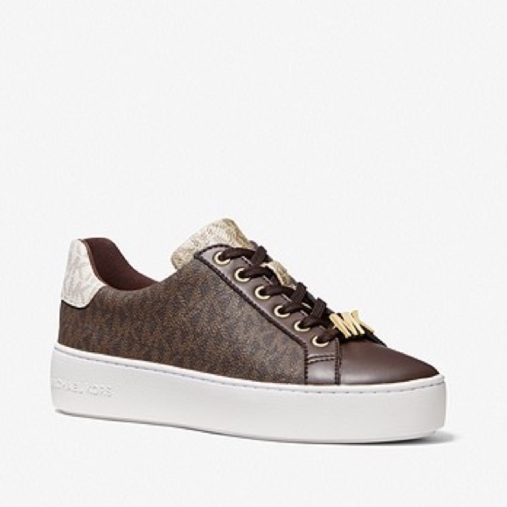 Michael Kors “Poppy Lace Up” Sneakers In Brown